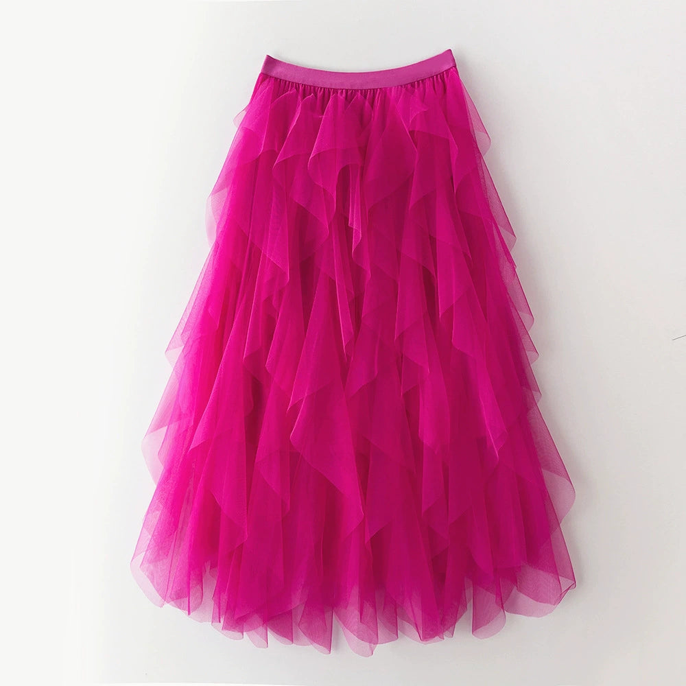 Women’s Asymmetrical Layered Ruffle Maxi Skirt
