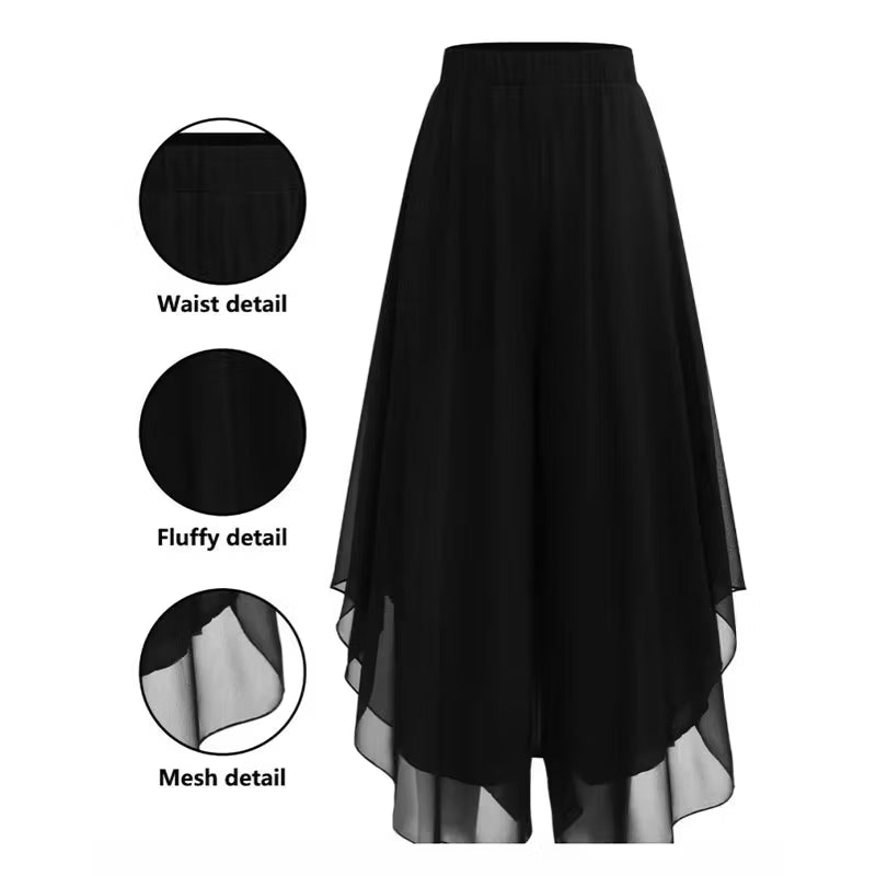 Women’s Layered Chiffon Wide-Leg Trousers