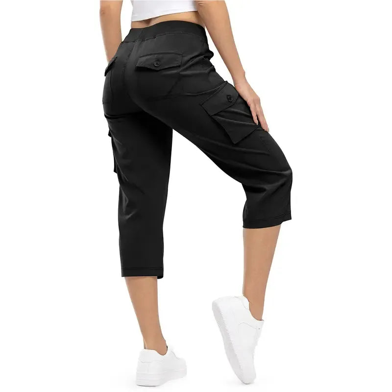 Women’s Lightweight Quick Dry Capri Cargo Trousers with Pockets