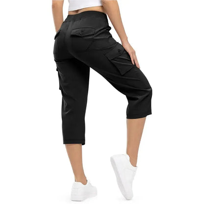 Women’s Lightweight Quick Dry Capri Cargo Trousers with Pockets