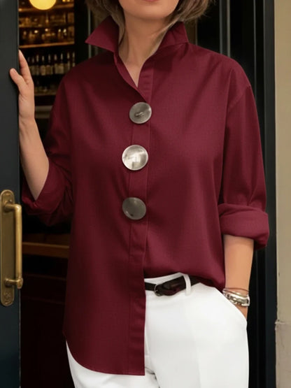 Women’s Stand Collar Button Detail Blouse