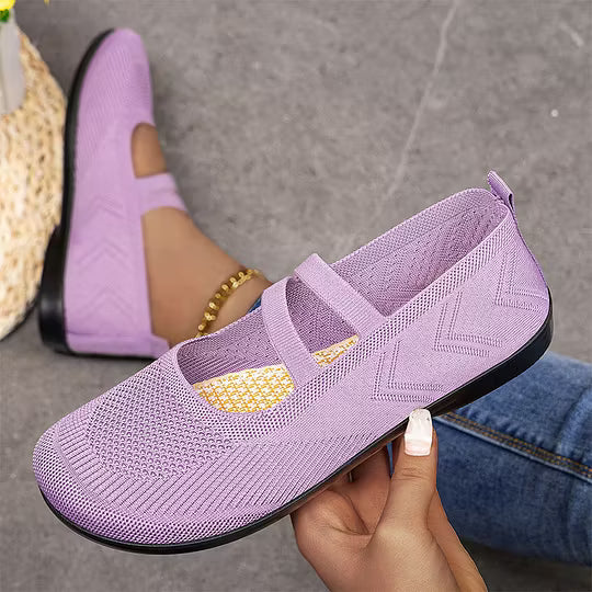 Women's Double-Strap Knitted Flats