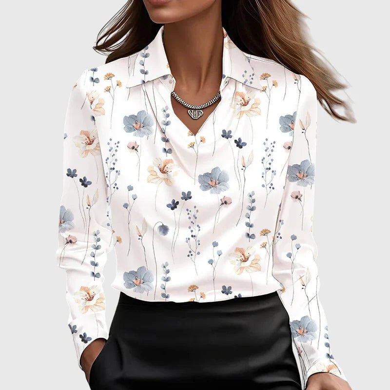 Women’s Shimmer Pleated Collar Blouse