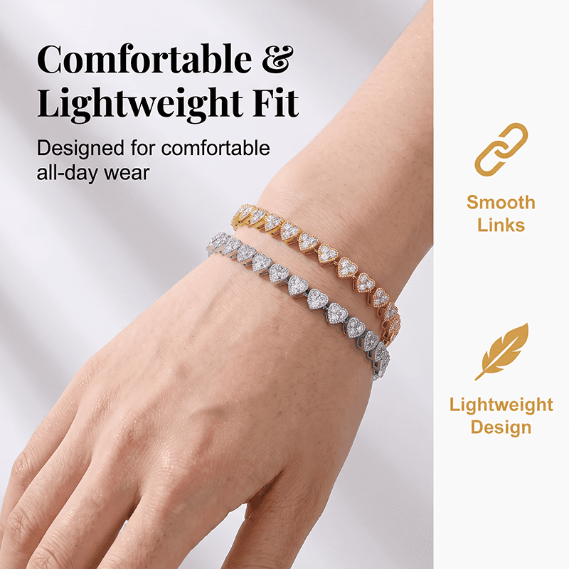 Women’s Sparkling Heart-Link Bracelet Set