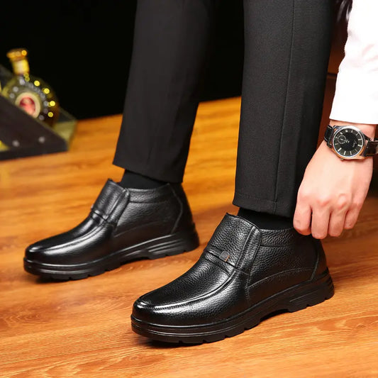 Warm, Non-Slip Leather-Look Shoes