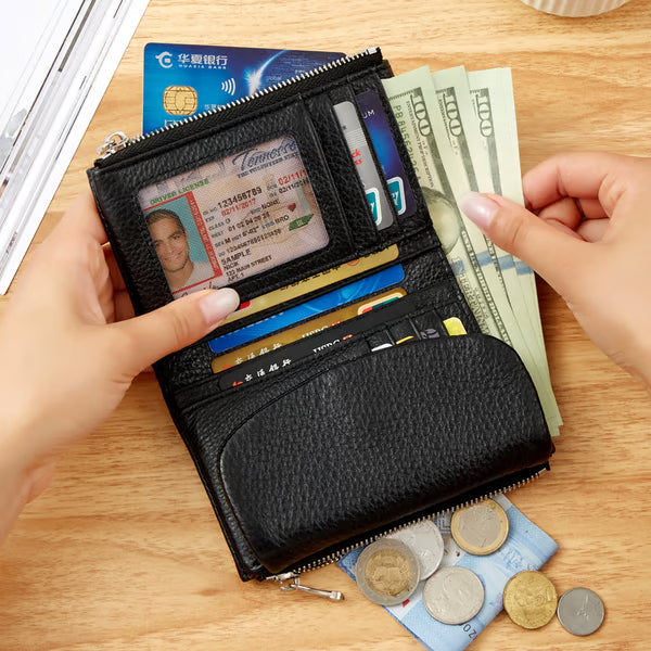Pebble-Grain Leather-look RFID Wallet