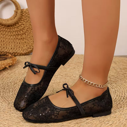Women's Lace Mesh Mary Jane Flat Shoes