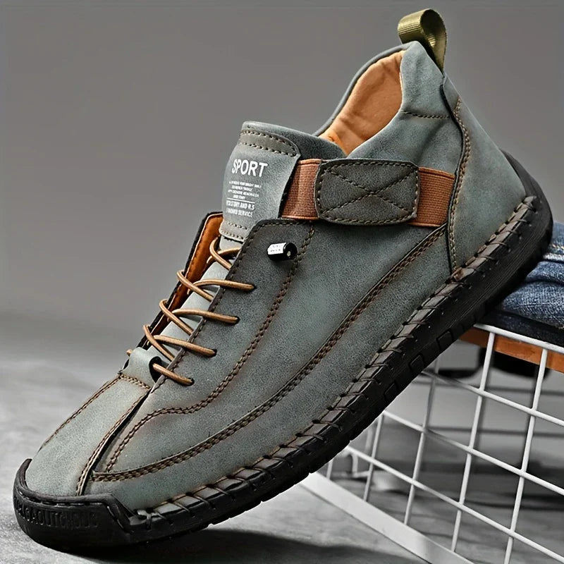 Men's Leather-Look Trainers – Soft Comfort & Support
