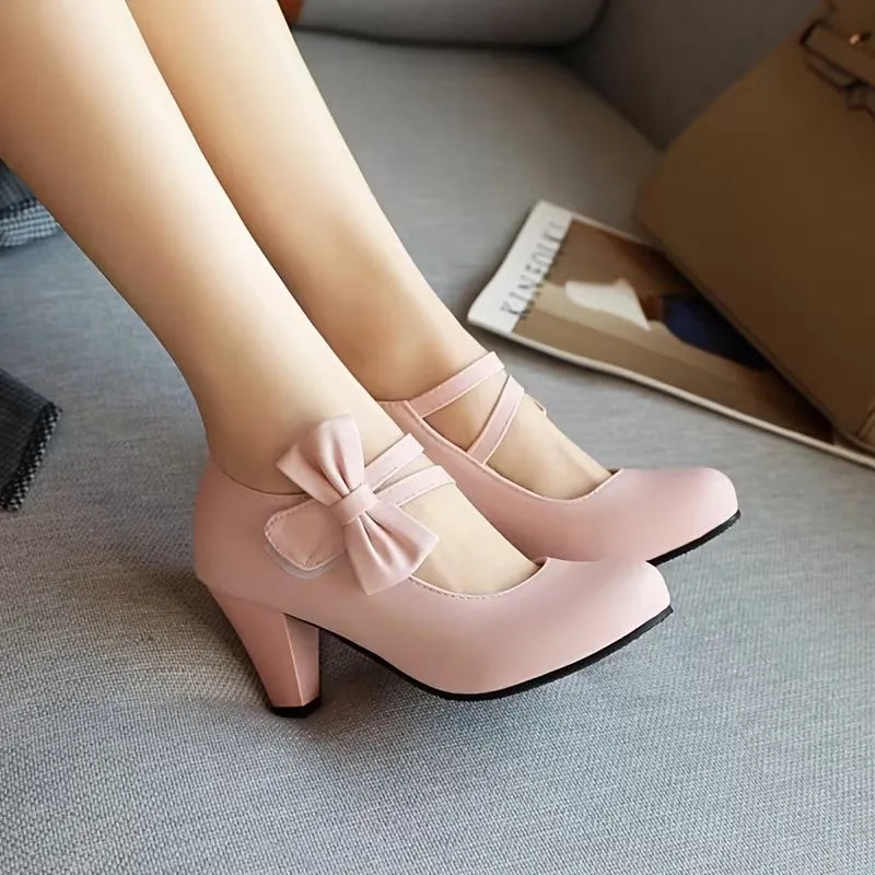 Women’s Bow Mary Jane Kitten Heel Comfort Shoes