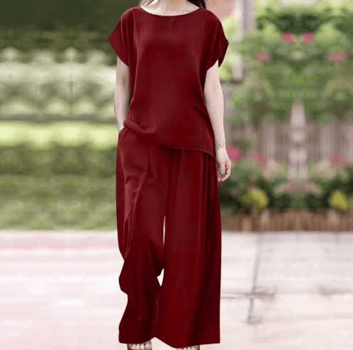 Casual plain wide leg pants
