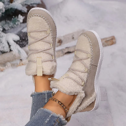 Women’s Fluffy Plush Patchwork Winter Boots