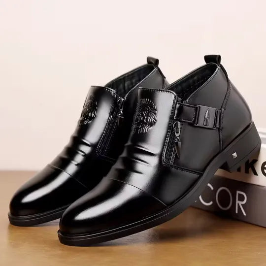 Men’s Classic Zipper Slip-On Leather-Look Shoes