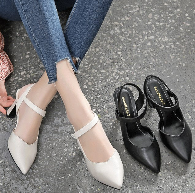 Women’s Soft-Leather-Look Slingback Pointed-Toe Heels
