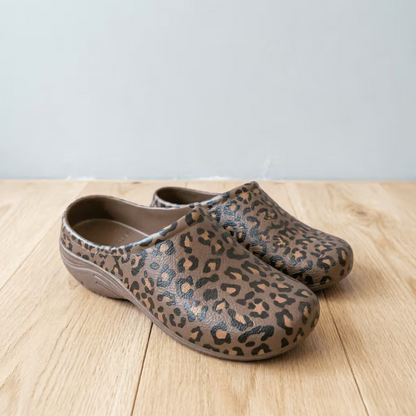 Women's Leopard Print Flat Mule Sandals
