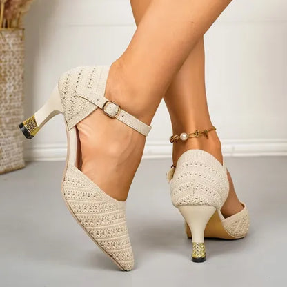 Women’s Knitted Minimalist High-Heel Support Sandals