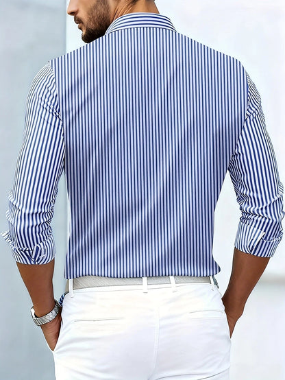 Men’s Mixed-Stripe Button-Up Shirt