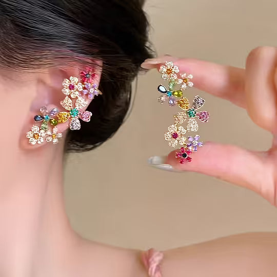 Women’s Colourful Floral Statement Earrings