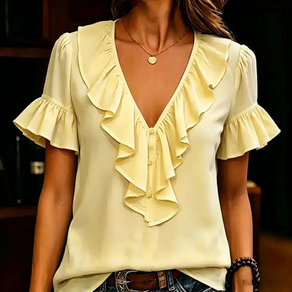 Women's Ruffle V-Neck Blouse