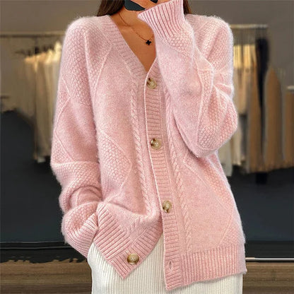 Tanner - Comfortable V-Neck Cashmere-Like Cardigan