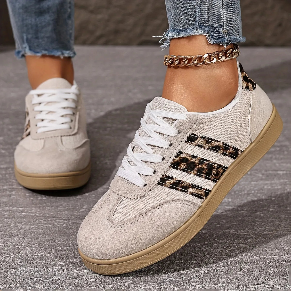 Women’s Retro Leopard Print Thick Sole Comfort Trainers