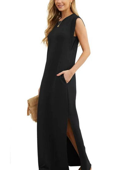 Women's Split Hem Cotton-Blend Casual Dress
