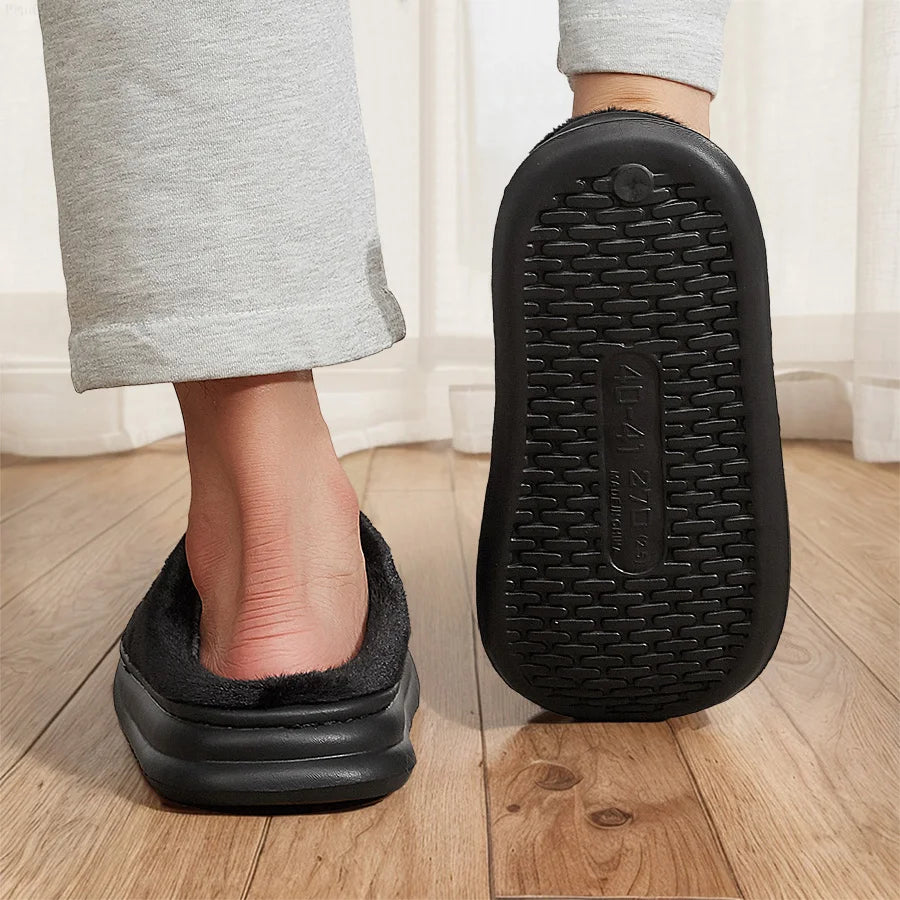 Men's Furry Plaid Memory Foam Slippers