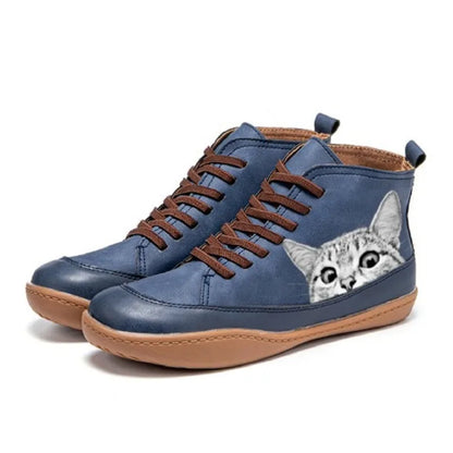 Women’s Purrfect Cat Lover Leather-Look Ankle Boots