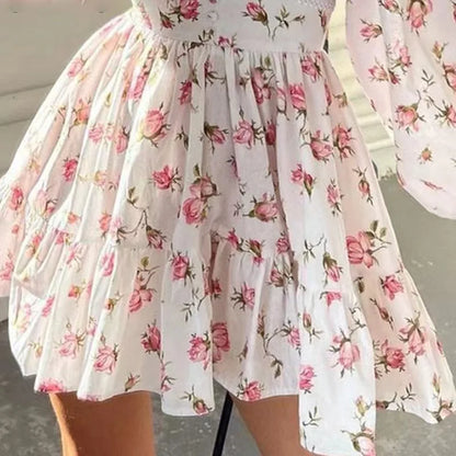 Women’s Floral Lace-Trim V-Neck Mini Dress
