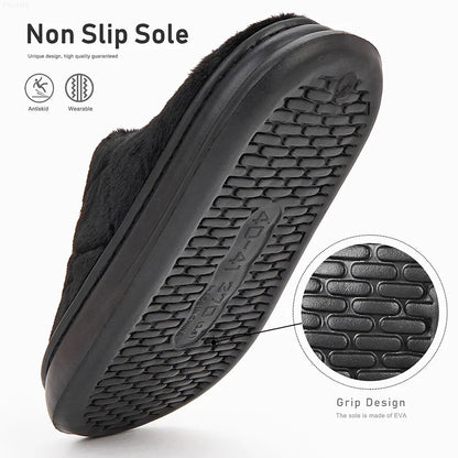 Men's Furry Plaid Memory Foam Slippers