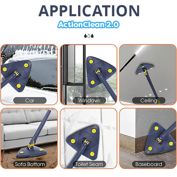 Triangle Spin Mop with Built In Squeeze and 360° Head