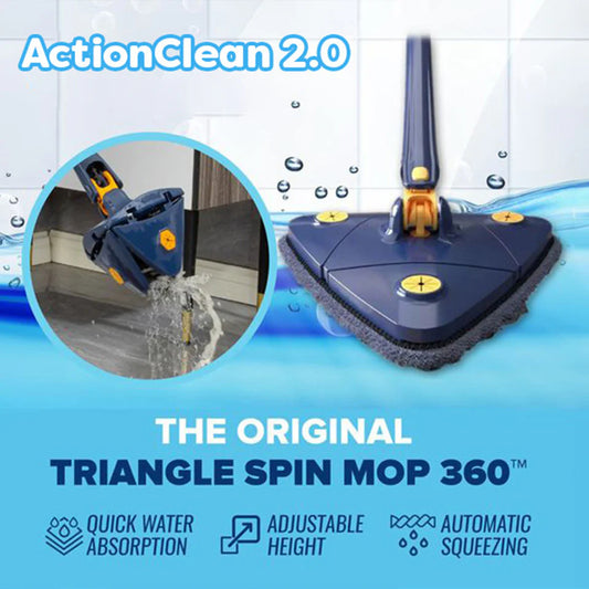 Triangle Spin Mop with Built In Squeeze and 360° Head