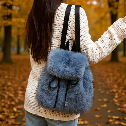 Women’s Faux Fur Drawstring Backpack