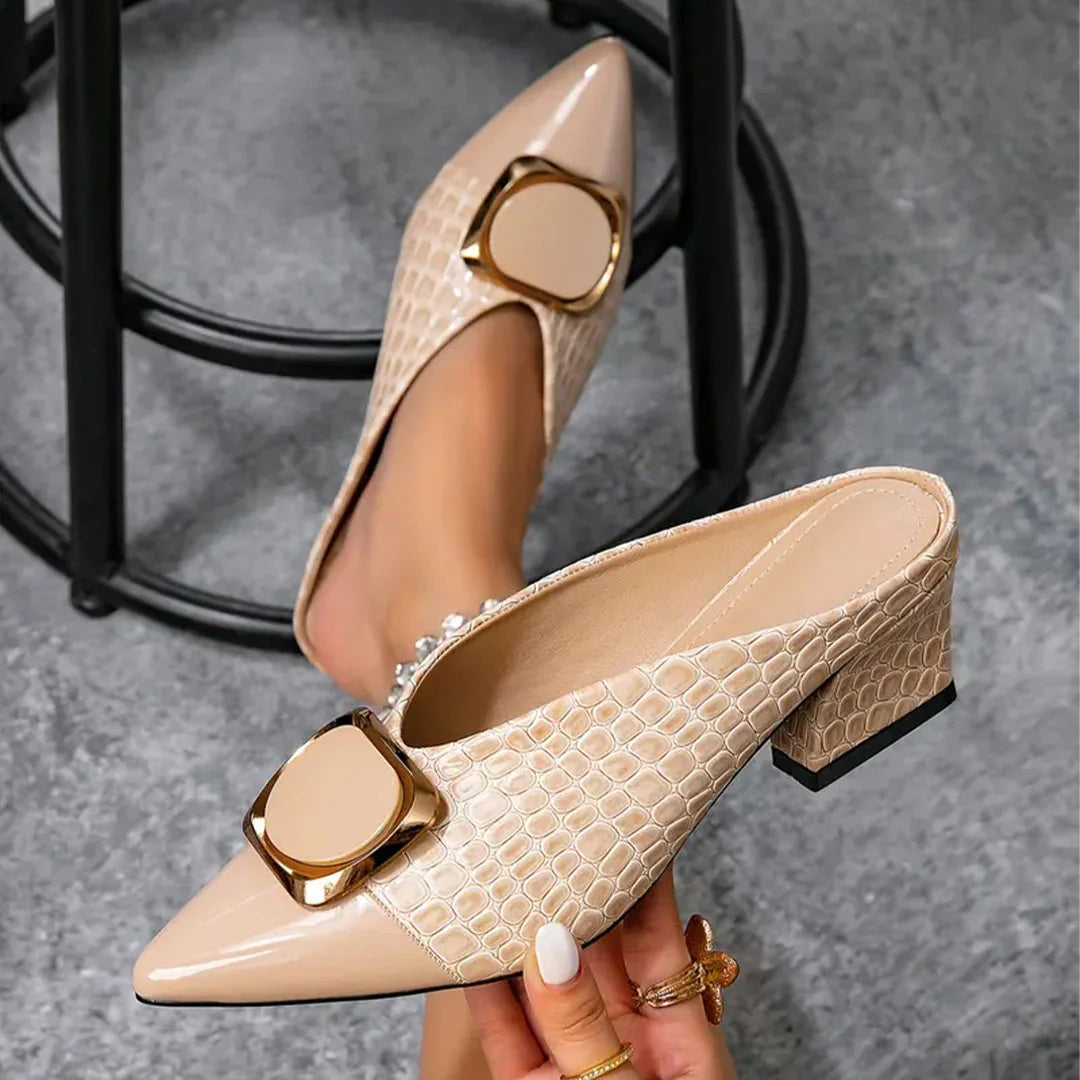 Women’s Croc-Effect Buckle Court Shoes