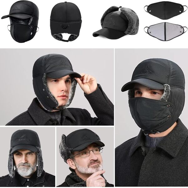 Winter warm hat with mouth cover | BOMBERKO