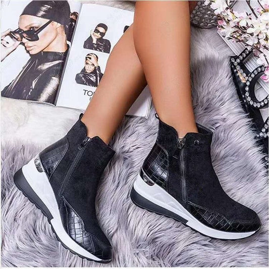 Women's Leather-Look Heeled Ankle Boots