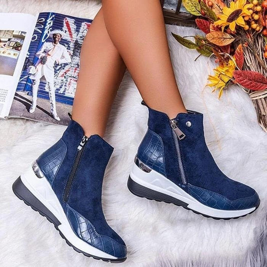 Women's Leather-Look Heeled Ankle Boots