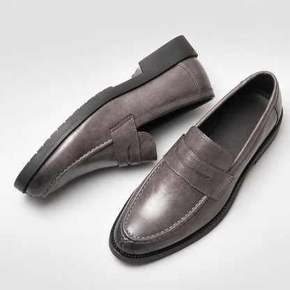 Men's Square Toe Leather-Look Loafers