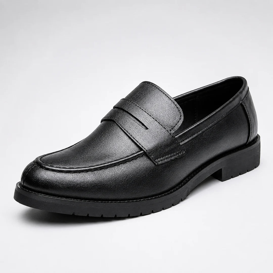 Men's Square Toe Leather-Look Loafers