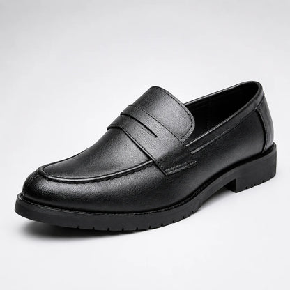 Men's Square Toe Leather-Look Loafers