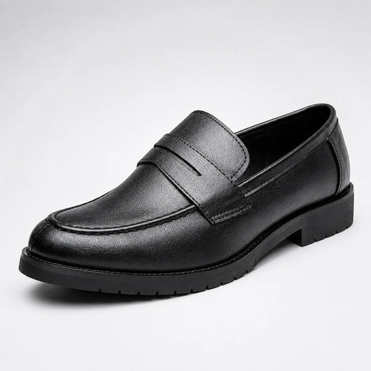 Men's Square Toe Leather-Look Loafers