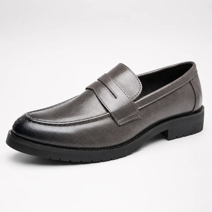 Men's Square Toe Leather-Look Loafers