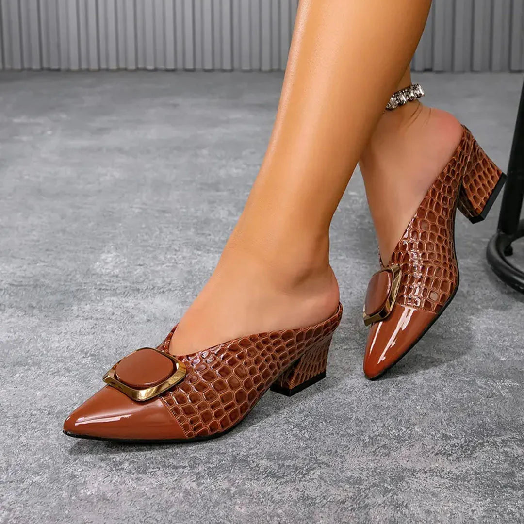 Women’s Croc-Effect Buckle Court Shoes