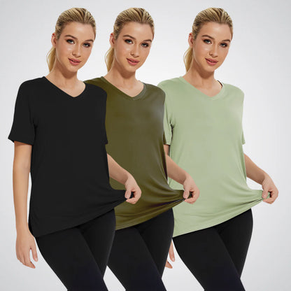 Women’s Casual Loose Fit V-Neck Tee 3 Pack