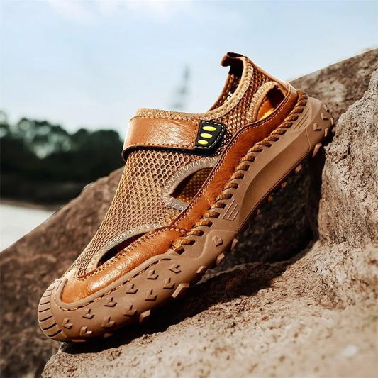 Men's Leather-Look Breathable Mesh Sandals