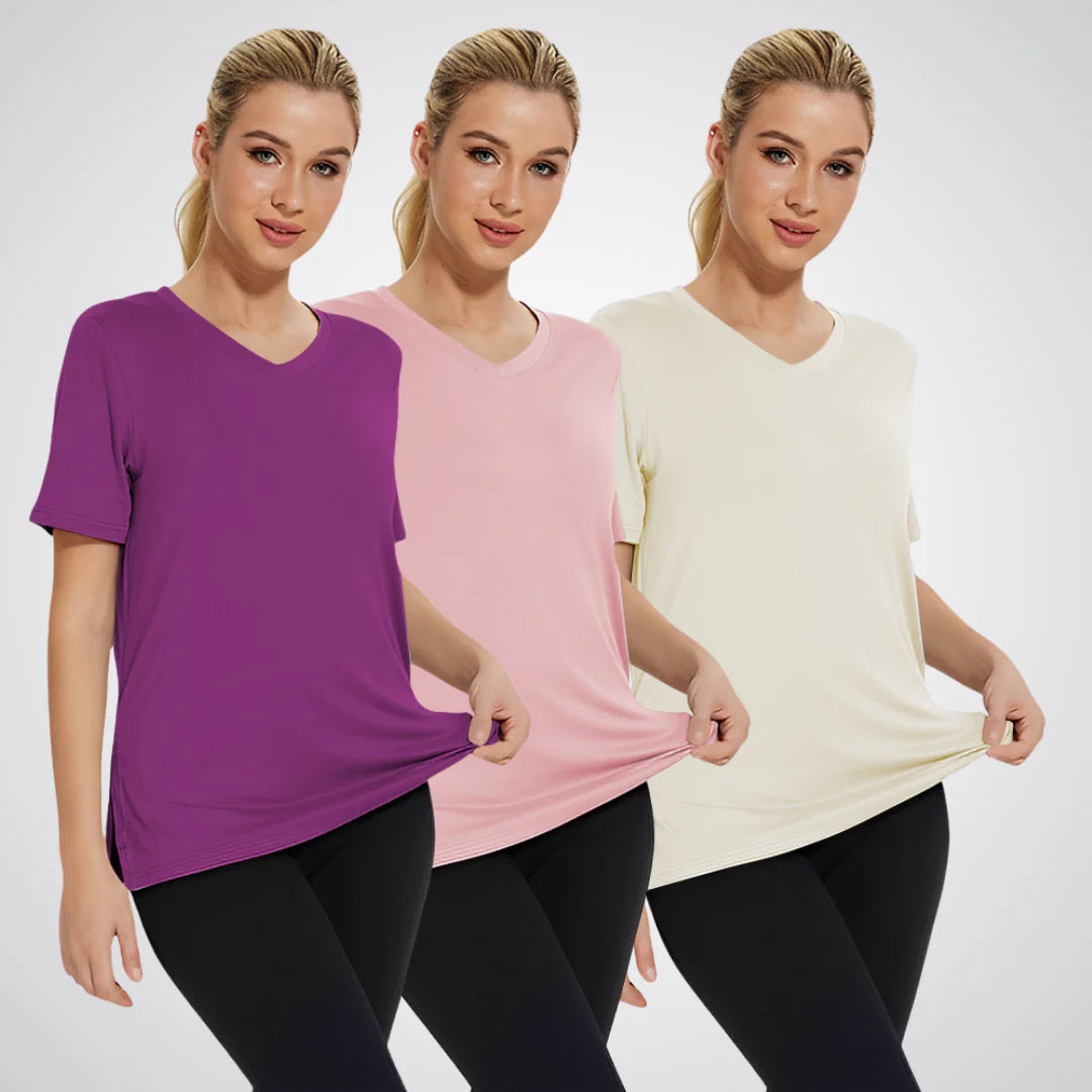 Women’s Casual Loose Fit V-Neck Tee 3 Pack