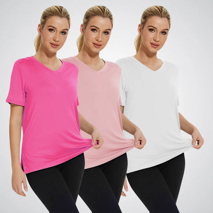 Women’s Casual Loose Fit V-Neck Tee 3 Pack