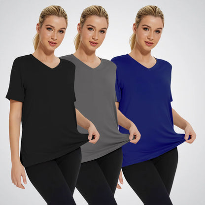 Women’s Casual Loose Fit V-Neck Tee 3 Pack