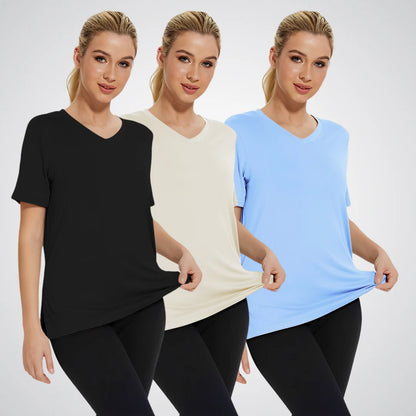 Women’s Casual Loose Fit V-Neck Tee 3 Pack