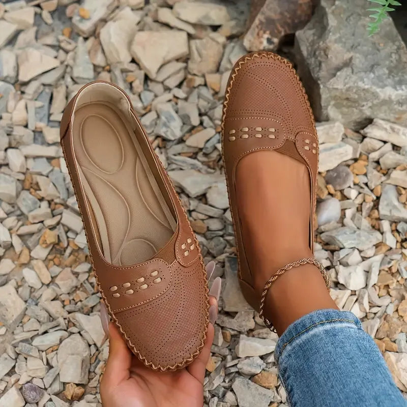 Women's Breathable Vintage Style Leather-Look Loafers
