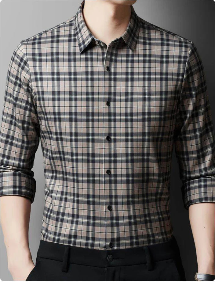 Men’s Textured Grid Pattern Casual Shirt